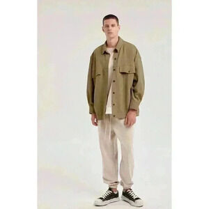 Men’s NAP Dark Grey Jersey Fleece Shirt‎ Jacket Size Small. Oversized, Comfort